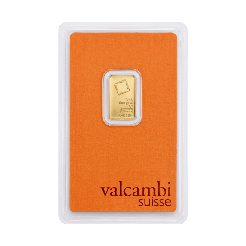 2.5 Gram Valcambi Swiss Gold Bar