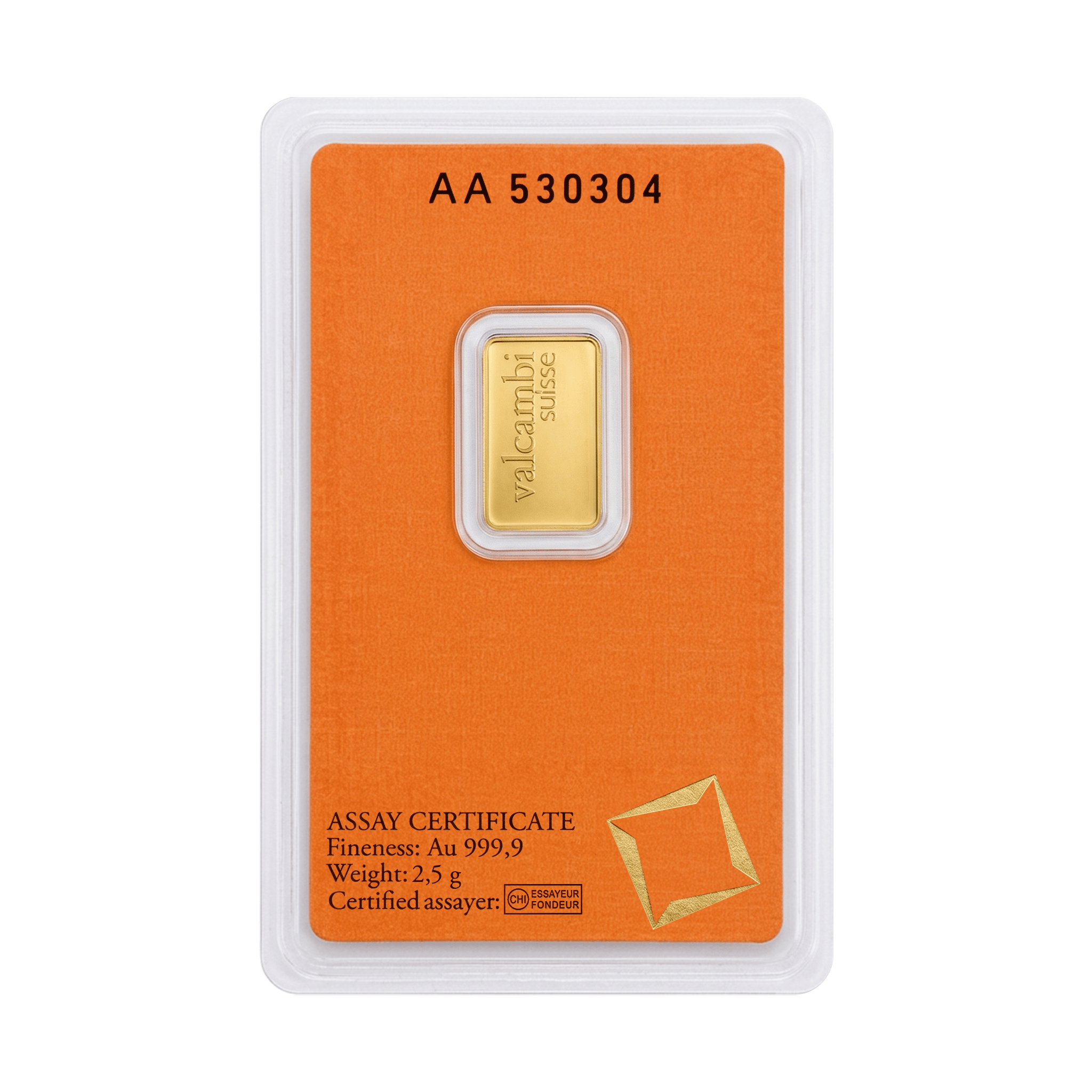 2.5 Gram Valcambi Swiss Gold Bar