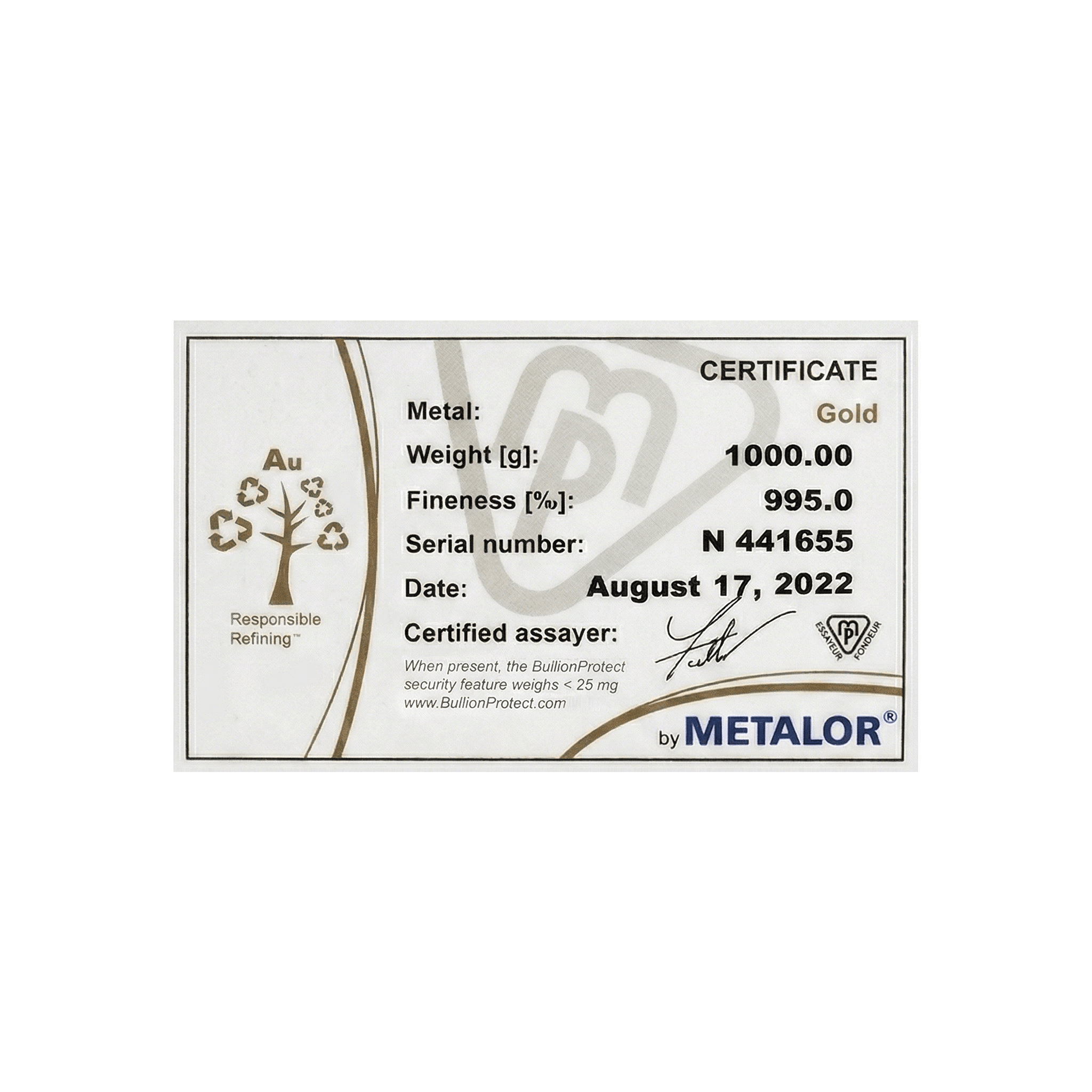 1 Kg Metalor Swiss Gold Bar